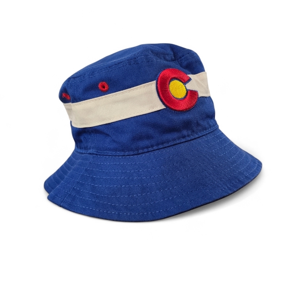 Colorado State Flag Bucket Hat Youth OS Blue White Red 100% Cotton Outdoor